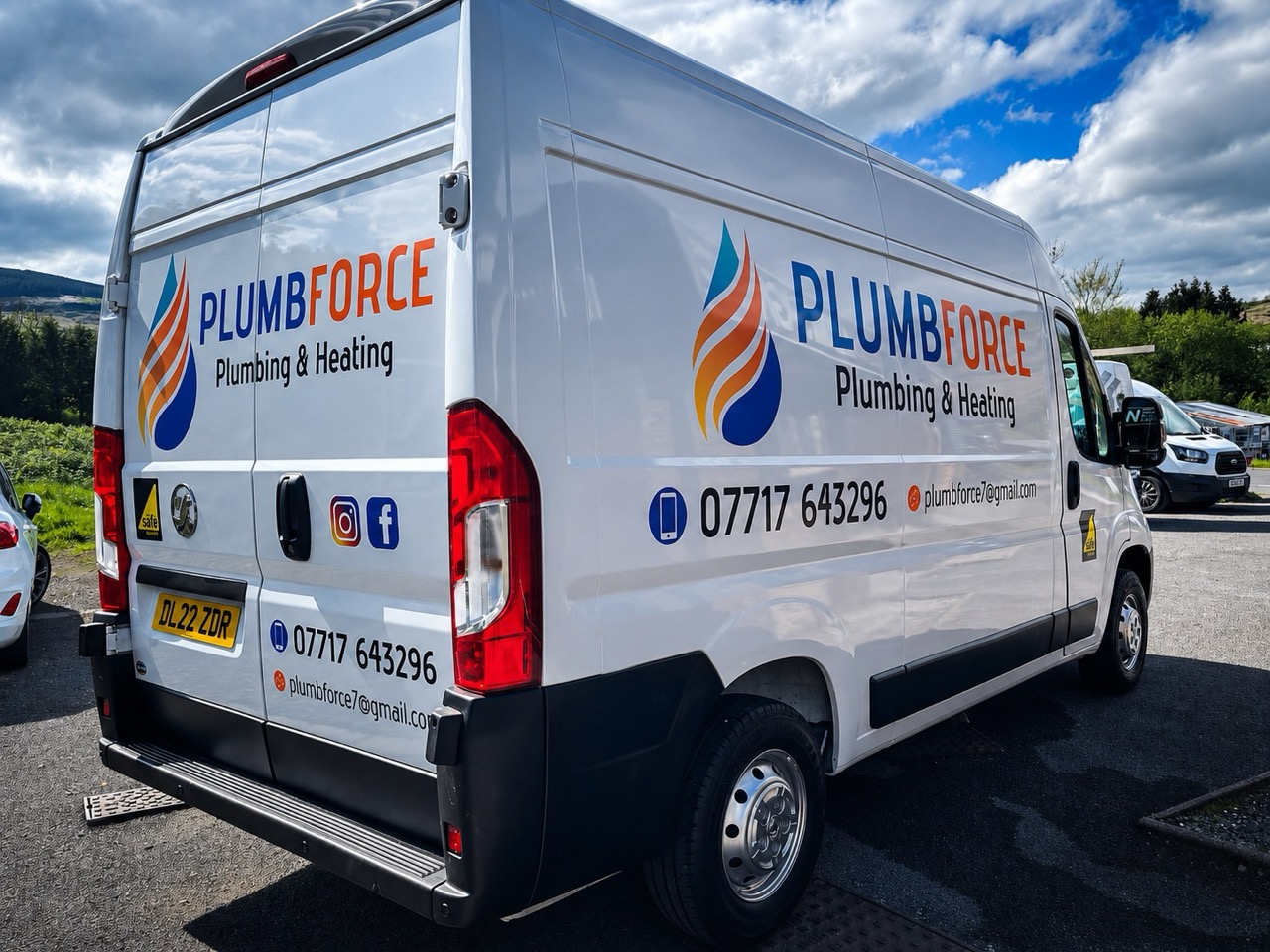 Plumbforce liveried van, sign-written with Plumbing & Heating